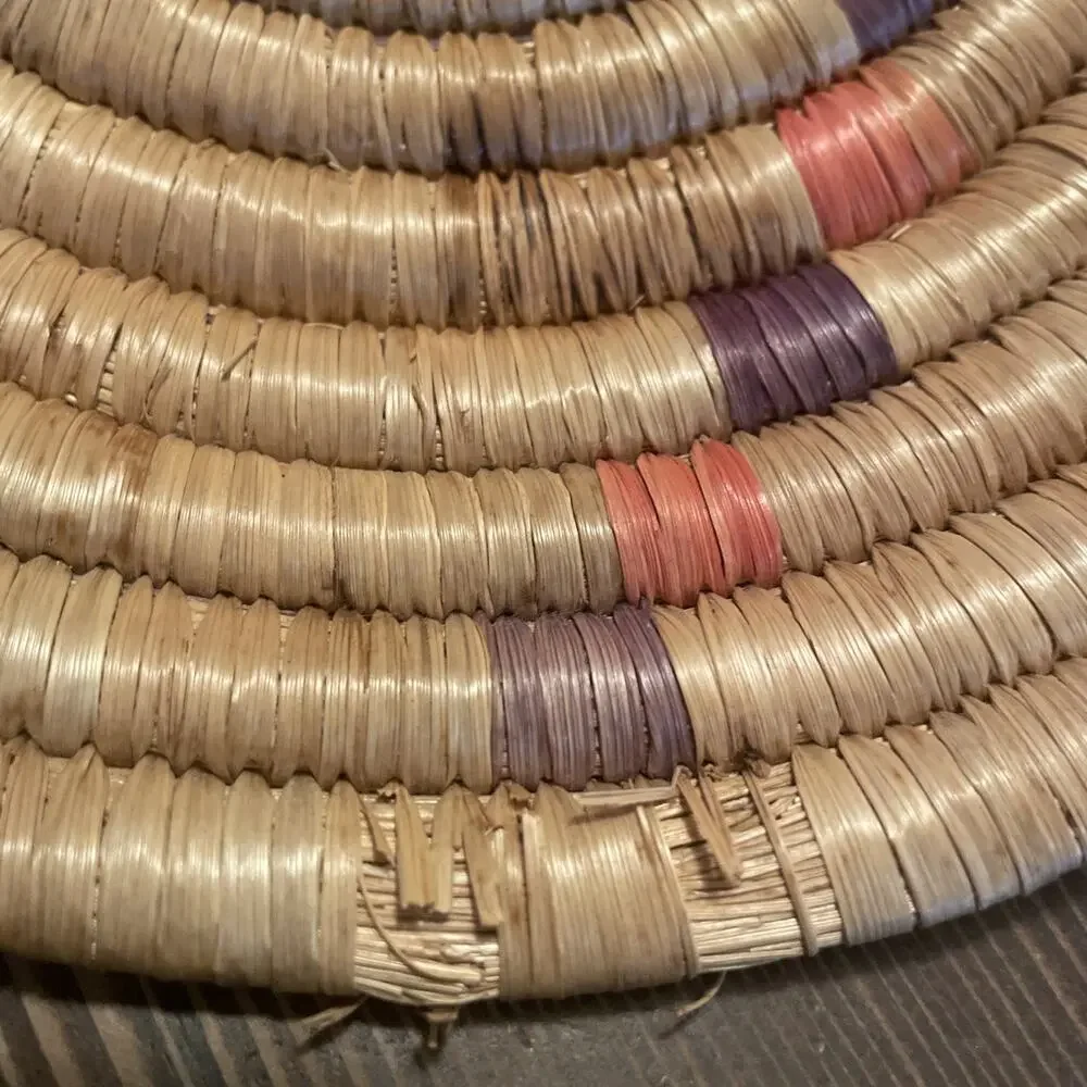 VTG Alaskan Eskimo Native American Indian Inuit Yupik Basket Woven Trivet.